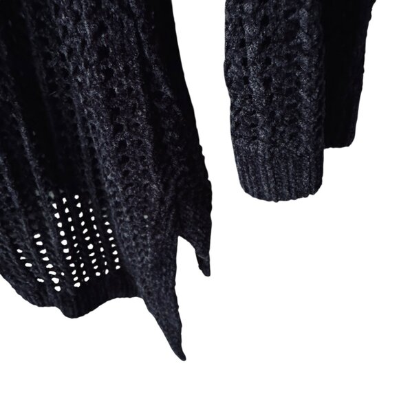 Elie Tahari Open Back Knit Fishnet Mock Neck Sweater Black Lagenlook Whimsigoth - Picture 6 of 16